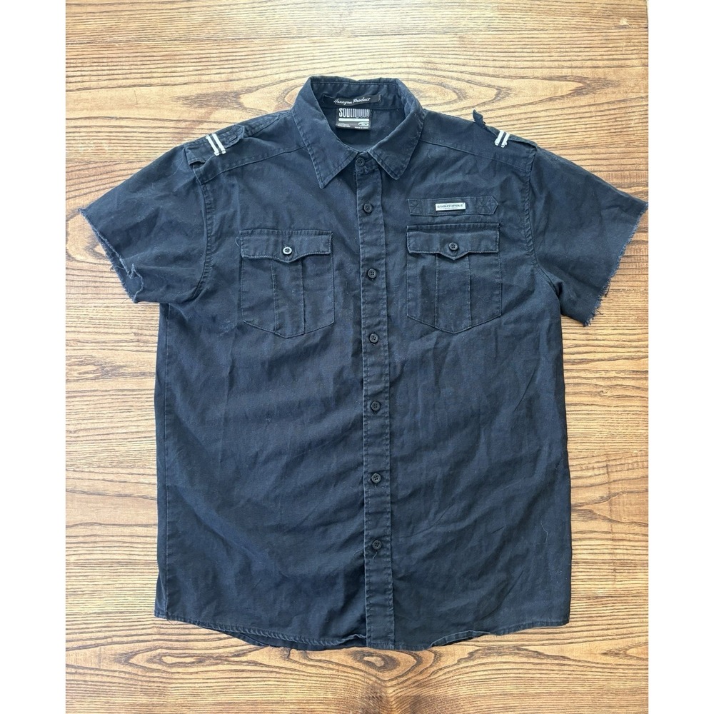 Vintage Southpole Men's Large‎ (XXL Tag) Linen Blend Utility Shirt Short Sleeve